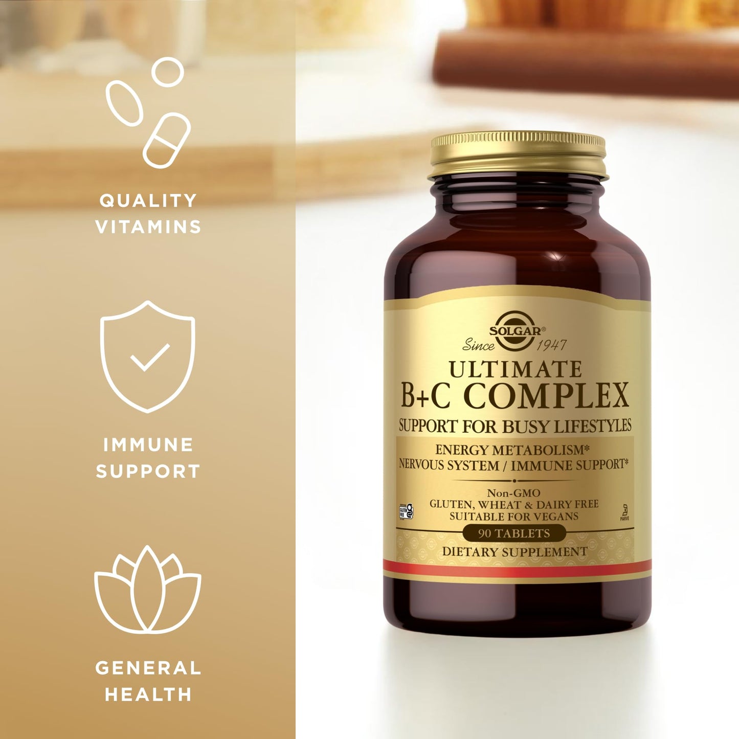 Solgar Ultimate B+C Complex Stress Formula 90 Tablets (Pack of 2) - Maple Wellness Supplements