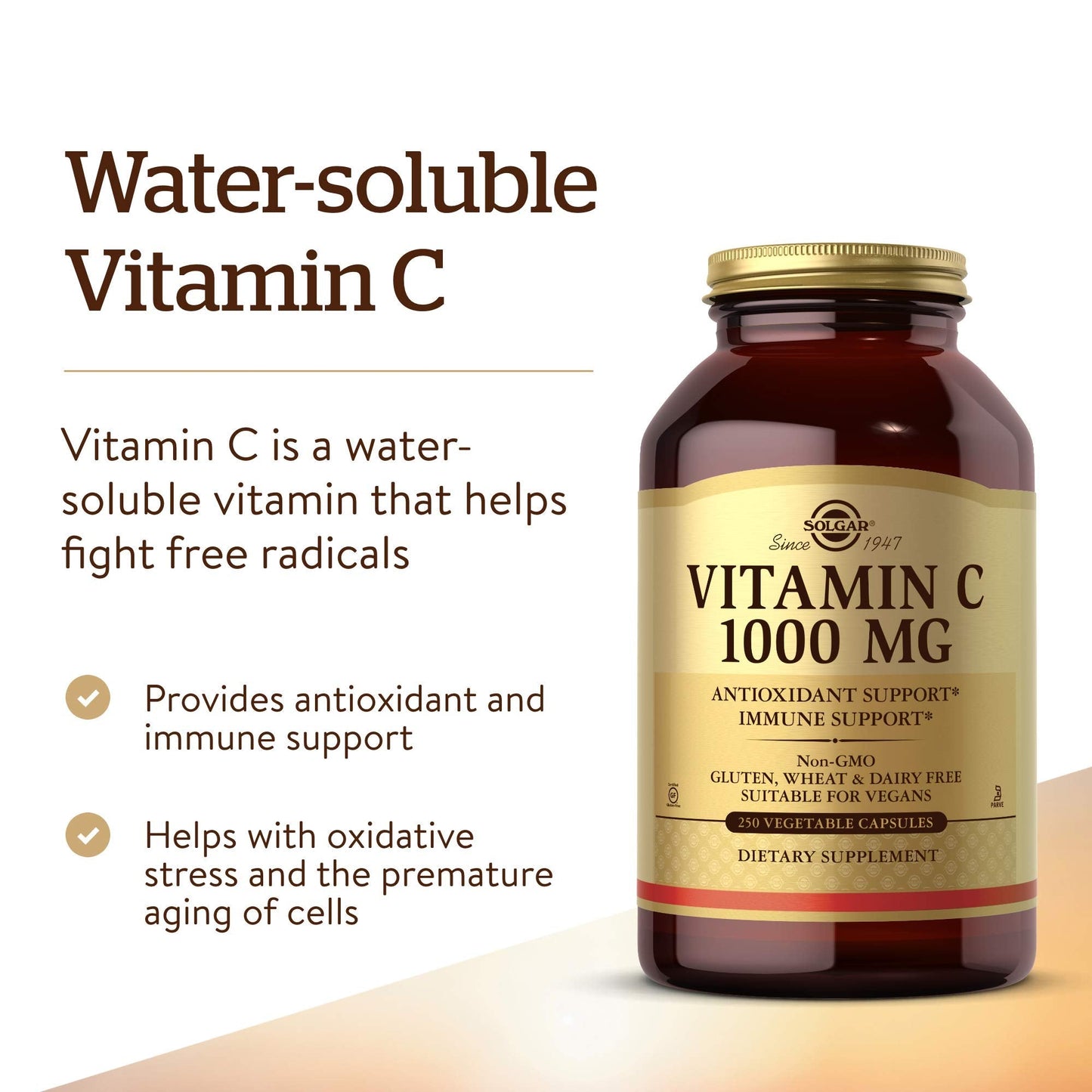 Solgar Vitamin C 1000 mg, 250 Vegetable Capsules - Antioxidant & Immune Support - Overall Health - Healthy Skin & Joints - Bioflavonoids Supplement - Maple Wellness Supplements