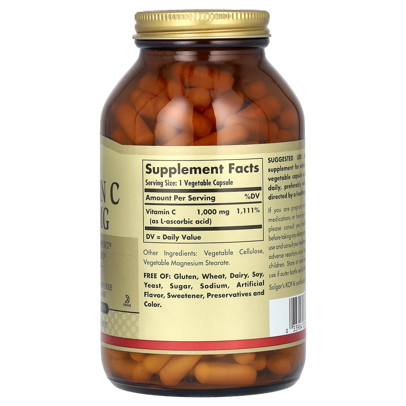 Solgar Vitamin C 1000 mg, 250 Vegetable Capsules - Antioxidant & Immune Support - Overall Health - Healthy Skin & Joints - Bioflavonoids Supplement - Maple Wellness Supplements