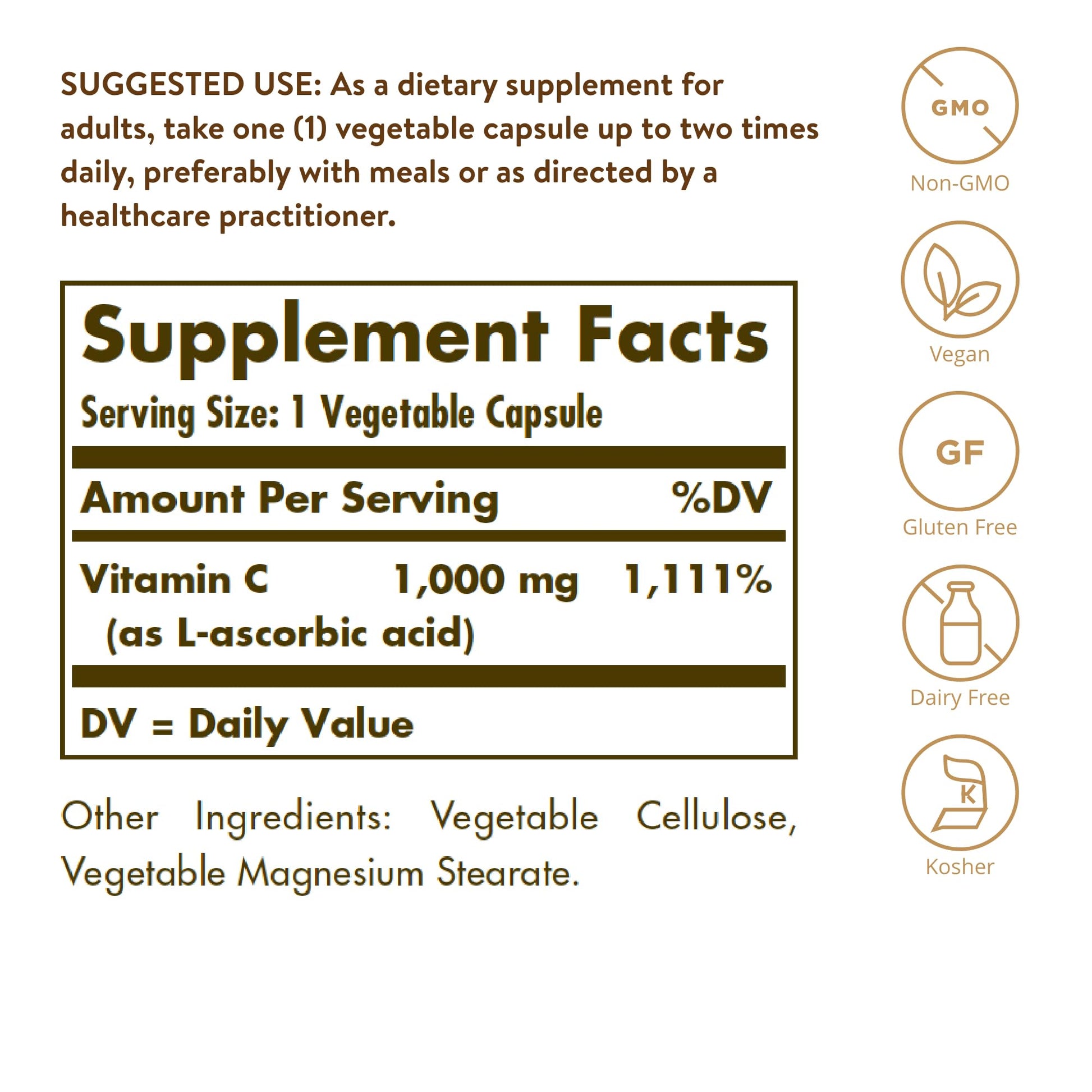 Solgar Vitamin C 1000mg - Healthy Immune System - Helps Fight Free Radicals - Vegan - Maple Wellness Supplements