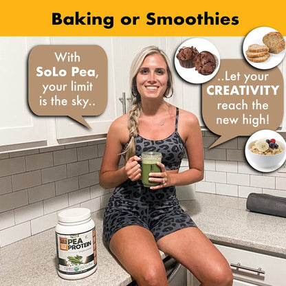 SOLO Organic Pea Protein Isolate, Low in Sodium, Canada Grown Peas, 100% Vegan, Non-GMO, Unflavored Plant Based Protein Powder with BCAA, Keto & Paleo Friendly, - Maple Wellness Supplements