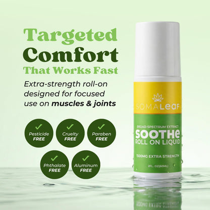 SomaLeaf Soothe Roll-On, 1500 MG, Extra Strength, Natural Comfort for Muscles, Hips, Joints, Neck, Back, Elbows, Fingers, Hands, and Knees - Maple Wellness Supplements
