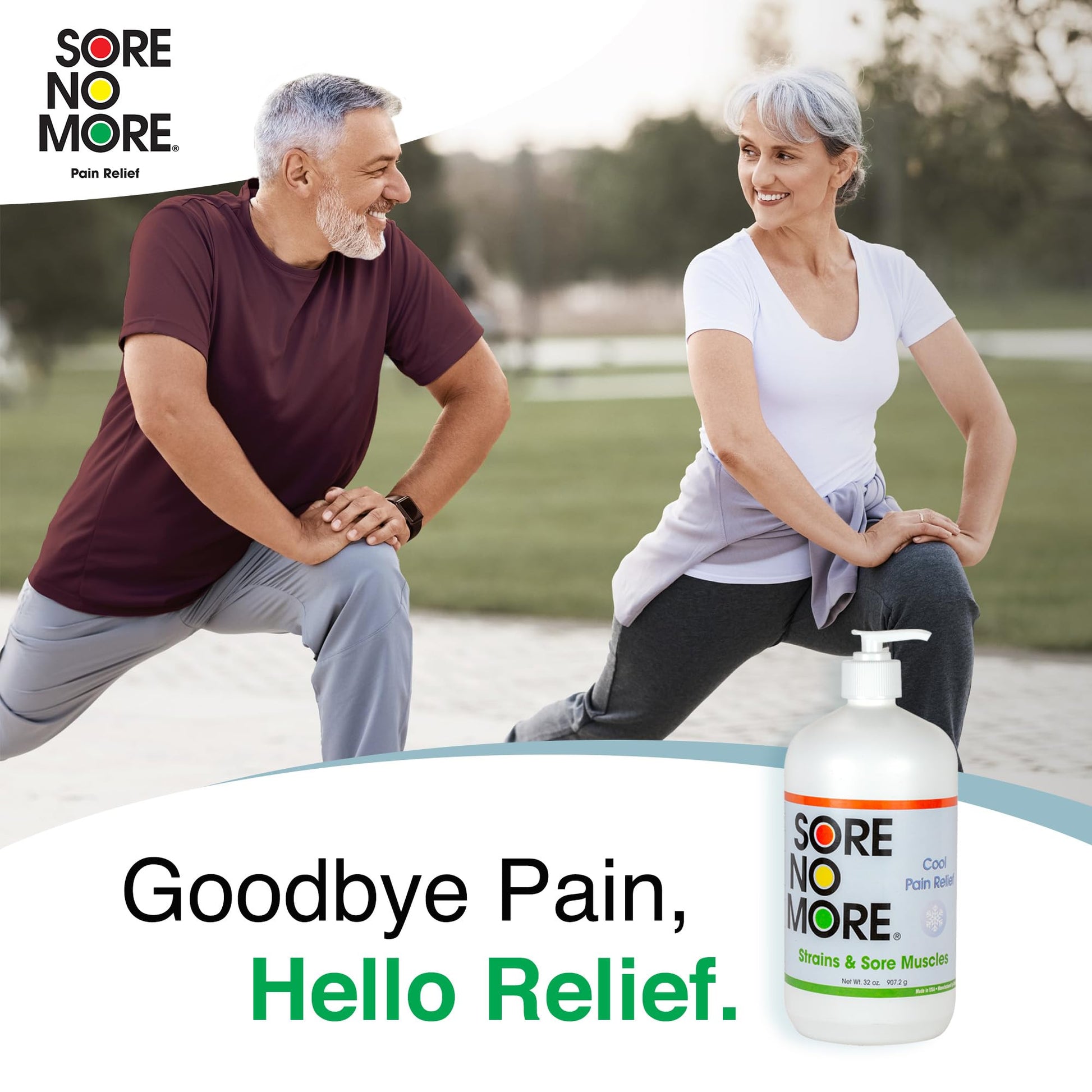Sore No More Cool Relieving Gel for Aches & Pains in Muscles & Joints associated with Strains, Bruises & Sprains | Absorbs Quickly with a Refreshing Lemon Aroma | 32 oz Bottle with Pump - Maple Wellness Supplements