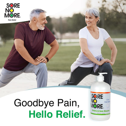 Sore No More Cool Relieving Gel for Aches & Pains in Muscles & Joints associated with Strains, Bruises & Sprains | Absorbs Quickly with a Refreshing Lemon Aroma | 32 oz Bottle with Pump - Maple Wellness Supplements
