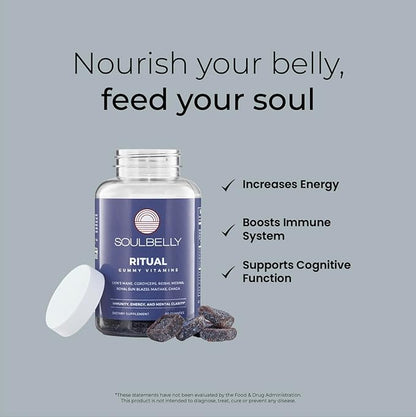 SOULBELLY Multi-Mushroom | Ritual Vitamin Gummies for Energy, Focus and Immune Balance | Vegan | Gluten-Free | Non-GMO | 60 Count - Maple Wellness Supplements