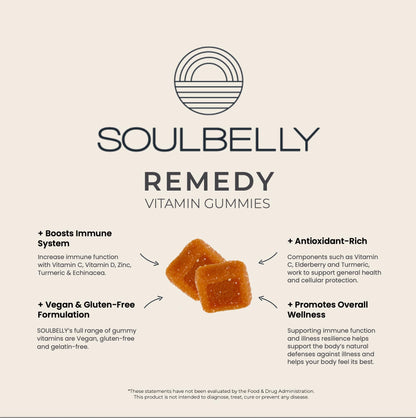 SOULBELLY Super Immunity | Remedy Vitamin Gummies for Immune Support | Vegan | Gluten-Free | Non-GMO | 60 Count - Maple Wellness Supplements