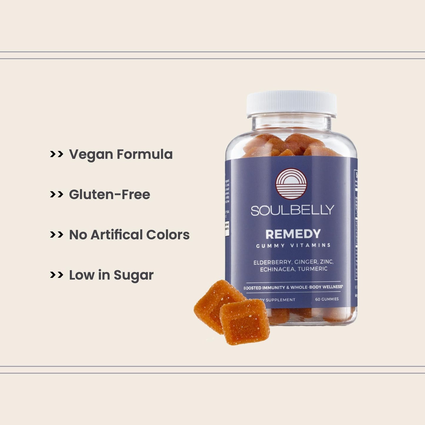 SOULBELLY Super Immunity | Remedy Vitamin Gummies for Immune Support | Vegan | Gluten-Free | Non-GMO | 60 Count - Maple Wellness Supplements