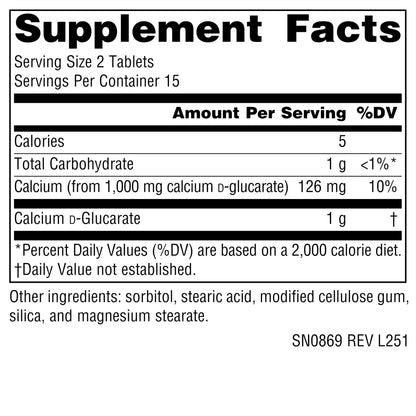Source Naturals Calcium D-Glucarate, Cellular Detoxifier* 500mg - 30 Tablets - Maple Wellness Supplements