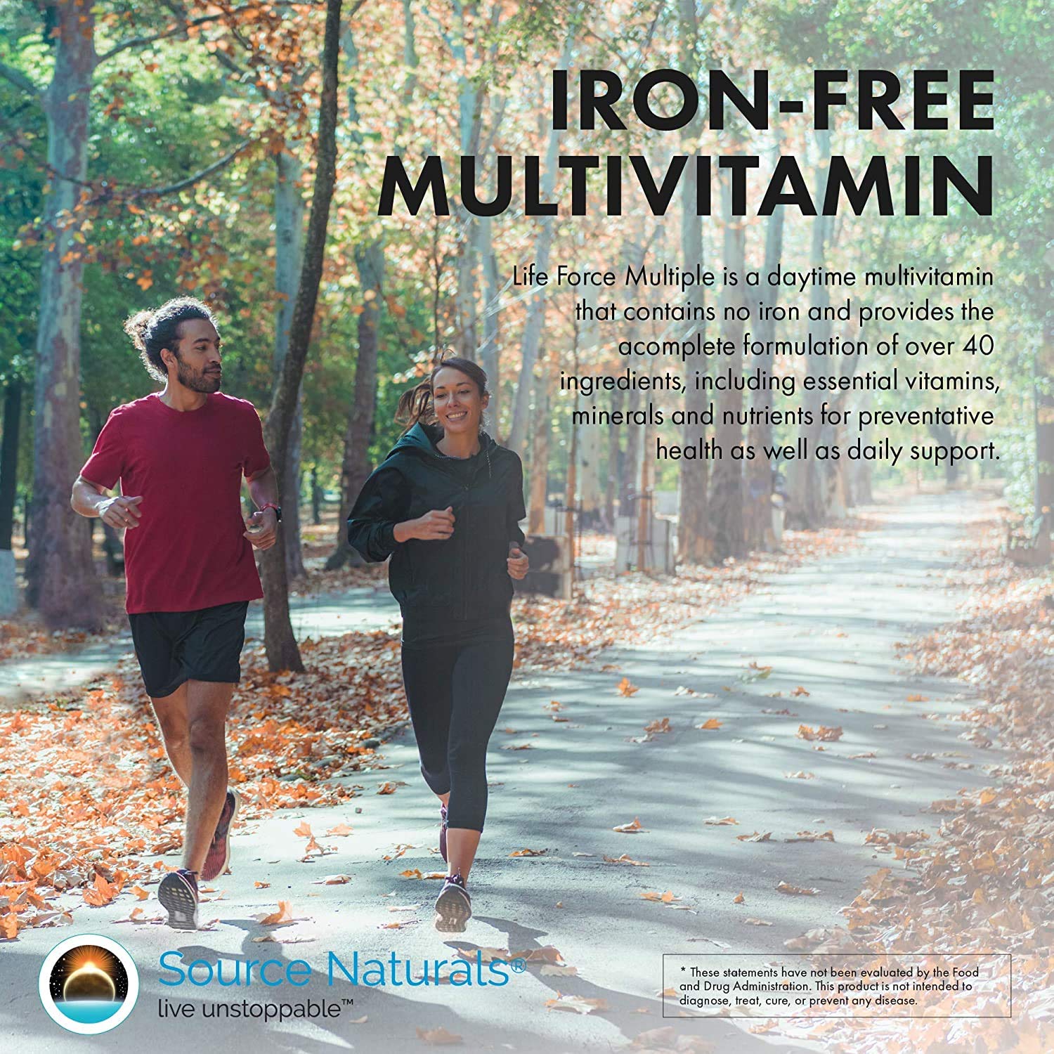 Source Naturals Life Force Multiple Iron Free Daily Multivitamin High Potency Essential Vitamins, Minerals, Antioxidants & Nutrients - Energy & Immune Boost* - 60 Capsules - Maple Wellness Supplements