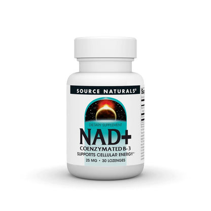 Source Naturals NAD+, Coenzymated B-3, Supports Cellular Energy*, 25 mg - 30 Lozenges - Maple Wellness Supplements