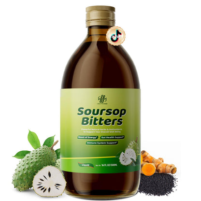 Soursop Bitters Liquid for Digestive Health,Gut Detox&Cleanse,Antioxidant,Immune Support,Skin Health-Pure 15 Herb Guanabana Tea with Black Seed,Moringa & Turmeric - Maple Wellness Supplements