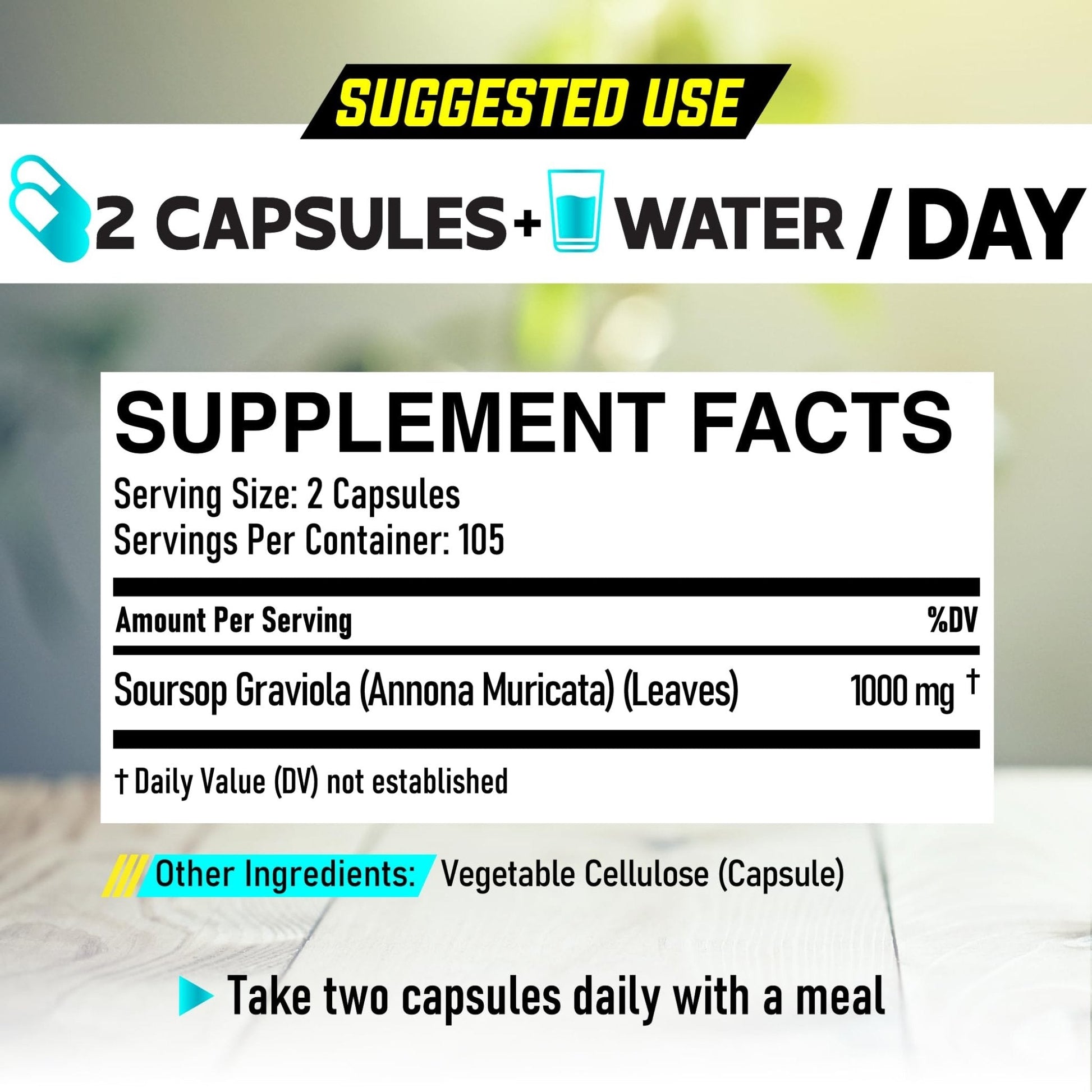 Soursop Graviola Leaves Capsules - Soursop Fruit Advanced - 210 Counts for 105 Servings - Maple Wellness Supplements