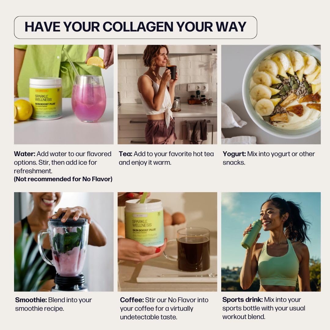 Sparkle Wellness VERISOL Bioactive Hydrolyzed Collagen Peptides | Collagen Powder Supplement with Vitamin C for Skin, Hair & Nail Health | Skin Boost (No Flavor) [30-Serves] - Maple Wellness Supplements