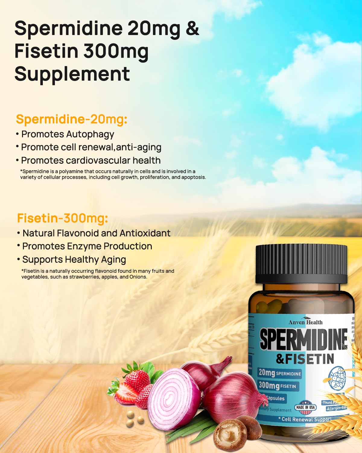 Spermidine 20mg + Fisetin 300mg + Akkermansia for Women丨Cellular Renewal, Metabolic & Gut Health - Maple Wellness Supplements