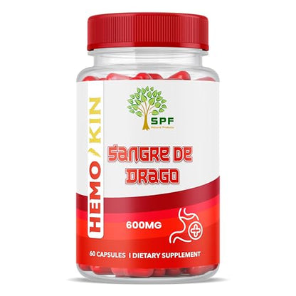SPF Natural Products HEMOKIN with Sangre de Drago – Hemorrhoid and Fissure Relief Supplement, Helps with Itching, Swelling, Pain Relief (60 Caps) (1) - Maple Wellness Supplements