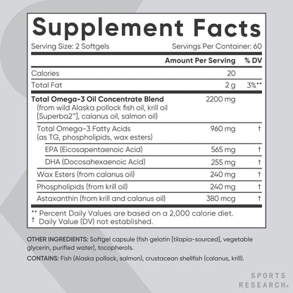 Sports Research® 2-in-1 Pack - Total Omega-3 Fish Oil 2200mg - 960mg of EPA & DHA, and Vitamin D3 5000iu + K2 100mcg - Maple Wellness Supplements
