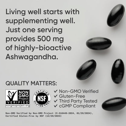Sports Research® Ashwagandha Softgels with Coconut MCT Oil - Natural Adaptogen Made with Shoden® Ashwa for Relaxation, Calm & Sleep Support - Gluten Free & Vegan Friendly - 60 Count - Maple Wellness Supplements