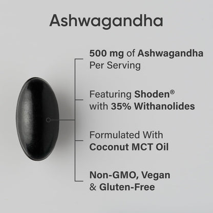 Sports Research® Ashwagandha Softgels with Coconut MCT Oil - Natural Adaptogen Made with Shoden® Ashwa for Relaxation, Calm & Sleep Support - Gluten Free & Vegan Friendly - 60 Count - Maple Wellness Supplements