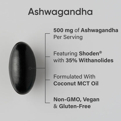 Sports Research® Ashwagandha Softgels with Coconut MCT Oil - Natural Ayurvedic Adaptogen Made with Shoden® Ashwa for Relaxation, Calm & Sleep Support - Gluten Free & Vegan Friendly - 120 Count - Maple Wellness Supplements