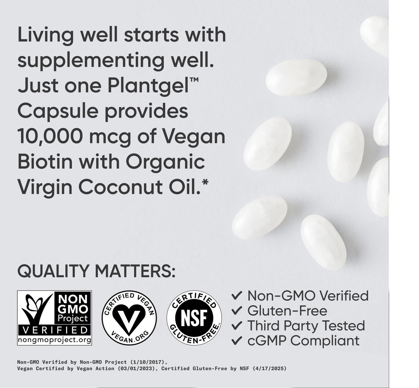 Sports Research® Biotin 10,000mcg with Organic Coconut Oil - Biotin (Vitamin B7) for Healthy Skin and Hair Support* - for Women and Men - Vegan, Non-GMO - Maple Wellness Supplements