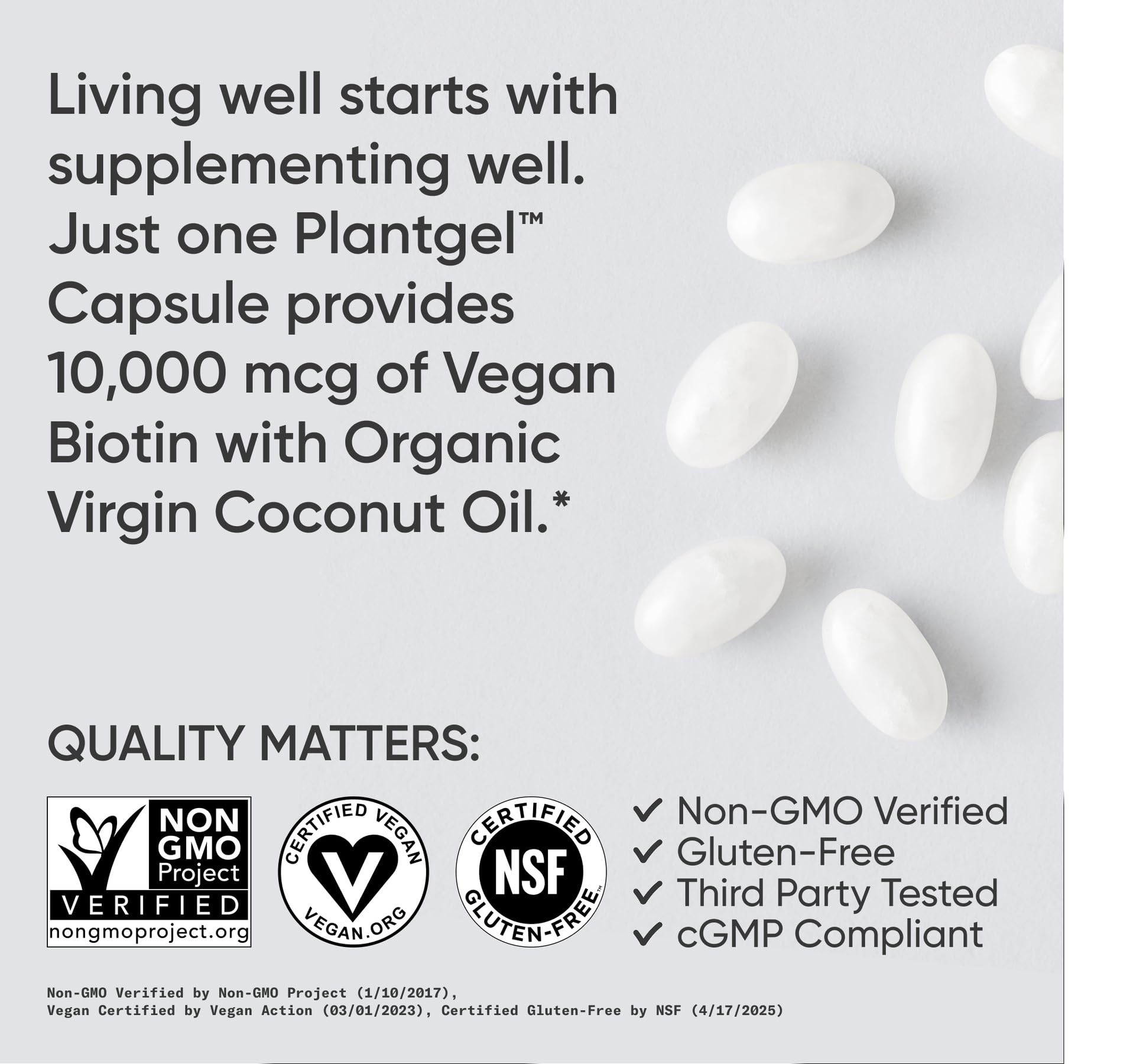 Sports Research® Biotin 10,000mcg with Organic Coconut Oil - Biotin (Vitamin B7) for Healthy Skin and Hair Support* - for Women and Men - Vegan, Non-GMO - Maple Wellness Supplements