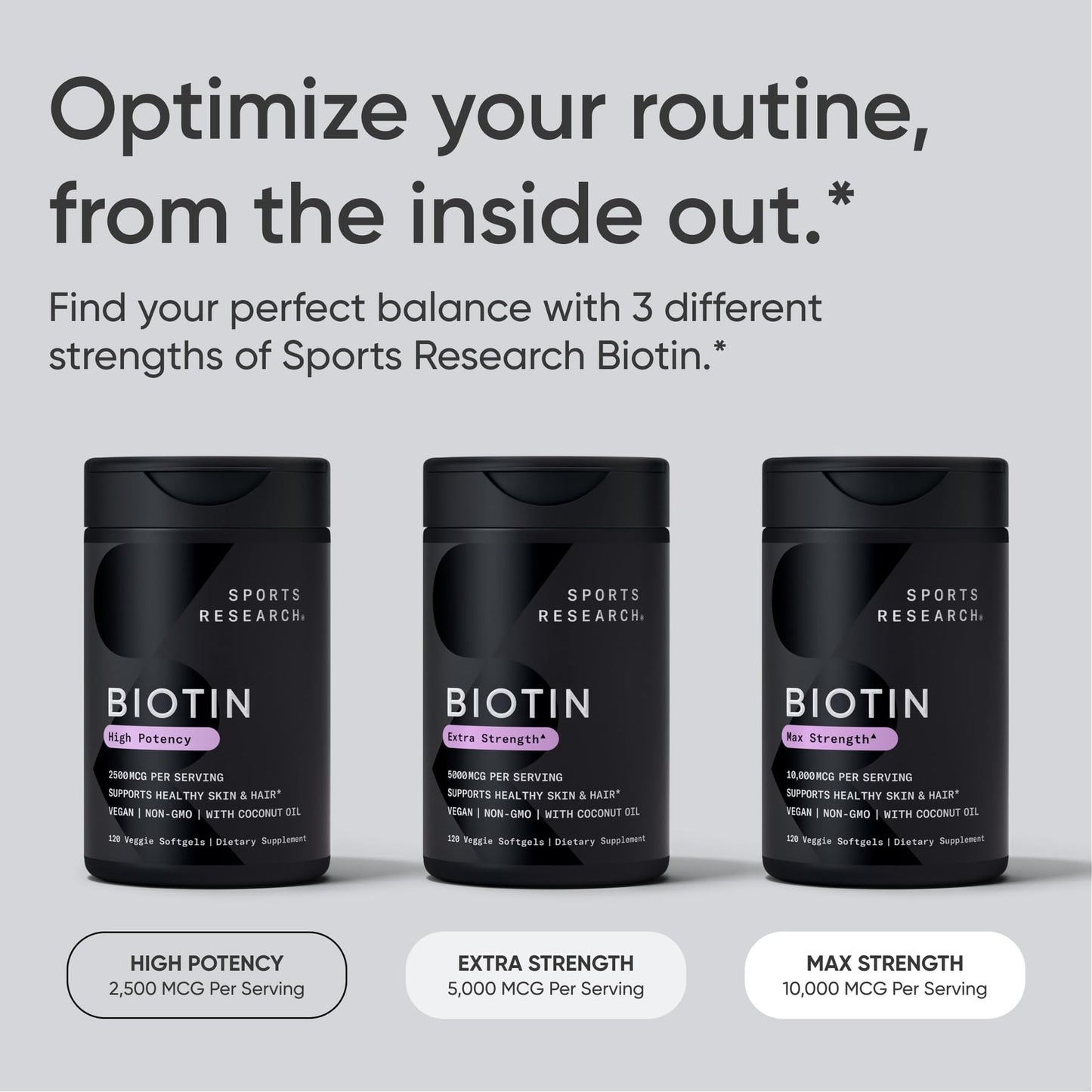 Sports Research® Biotin 10,000mcg with Organic Coconut Oil - Biotin (Vitamin B7) for Healthy Skin and Hair Support* - for Women and Men - Vegan, Non-GMO, Gluten & Soy-Free - 30 Veggie Softgels - Maple Wellness Supplements