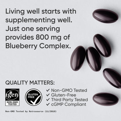 Sports Research Blueberry Capsules - Made from Organic Blueberries with Organic Extra Virgin Olive Oil - Non-GMO & Gluten Free - 60 Liquid Softgels - Maple Wellness Supplements