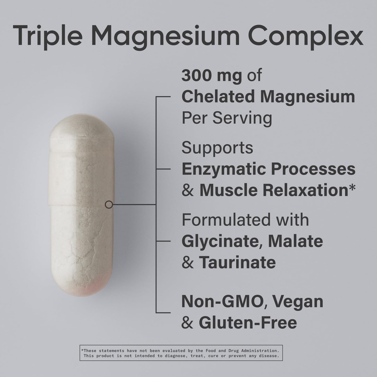 Sports Research® Chelated Triple Magnesium Complex with Glycinate, Taurinate & Malate (Chelamax®) for Enhanced Bioavailability* - 300 mg per Serving, Non-GMO, Certified Vegan, 120 Veggie Capsules - Maple Wellness Supplements