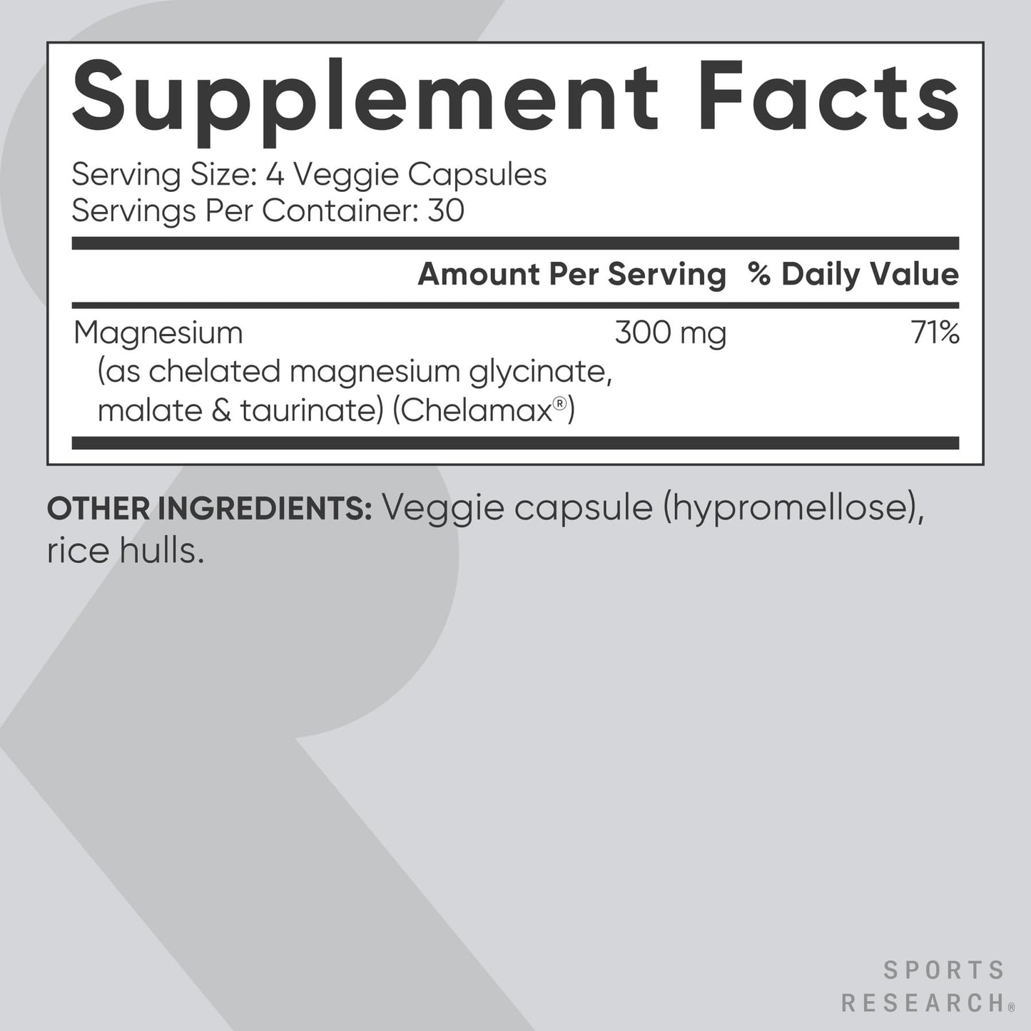Sports Research® Chelated Triple Magnesium Complex with Glycinate, Taurinate & Malate (Chelamax®) for Enhanced Bioavailability* - 300 mg per Serving, Non-GMO, Certified Vegan, 120 Veggie Capsules - Maple Wellness Supplements