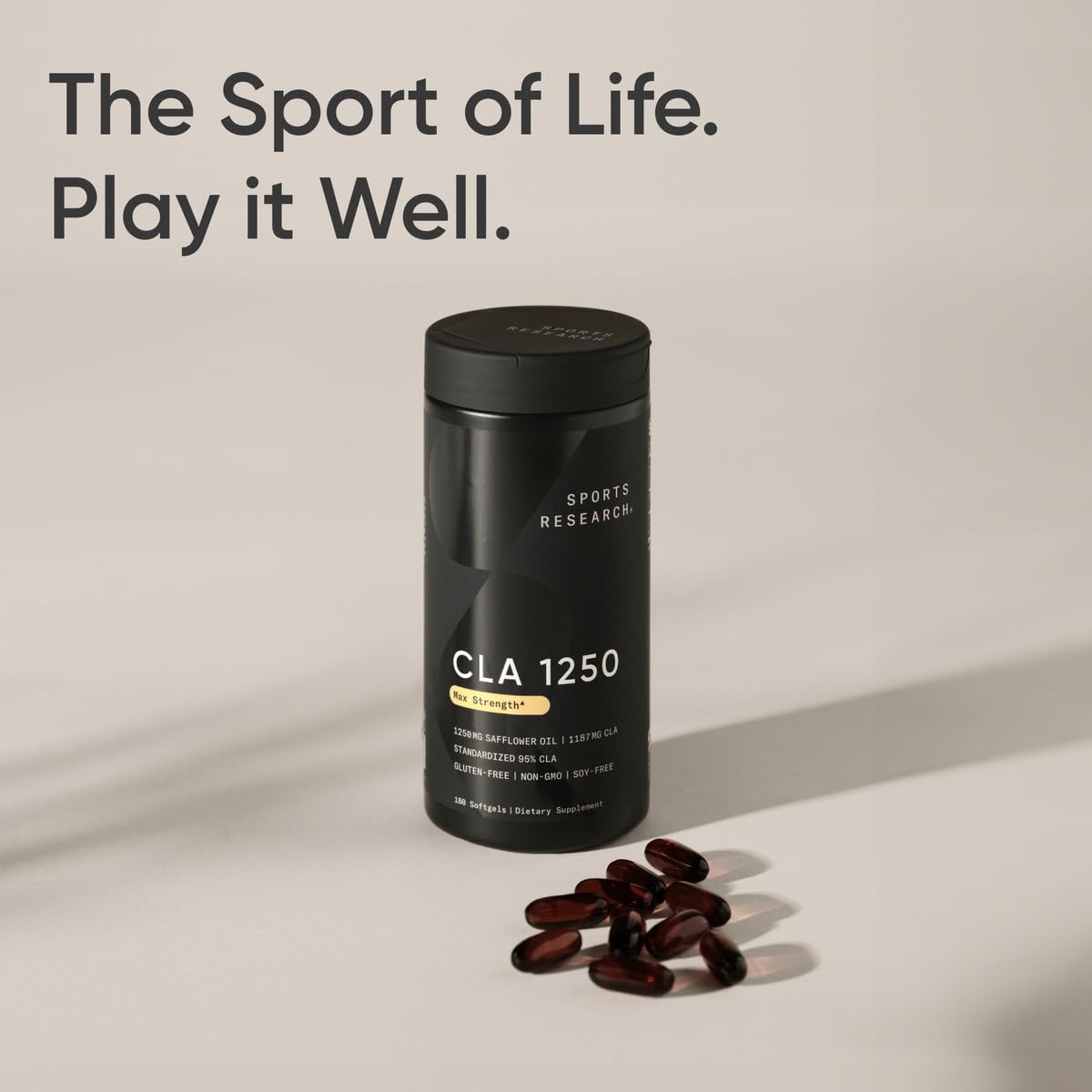 Sports Research CLA - 1250mg with Active Conjugated Linoleic Acid for Men and Women | Non-GMO, Soy & Gluten Free - 95% (180 Softgels)… - Maple Wellness Supplements