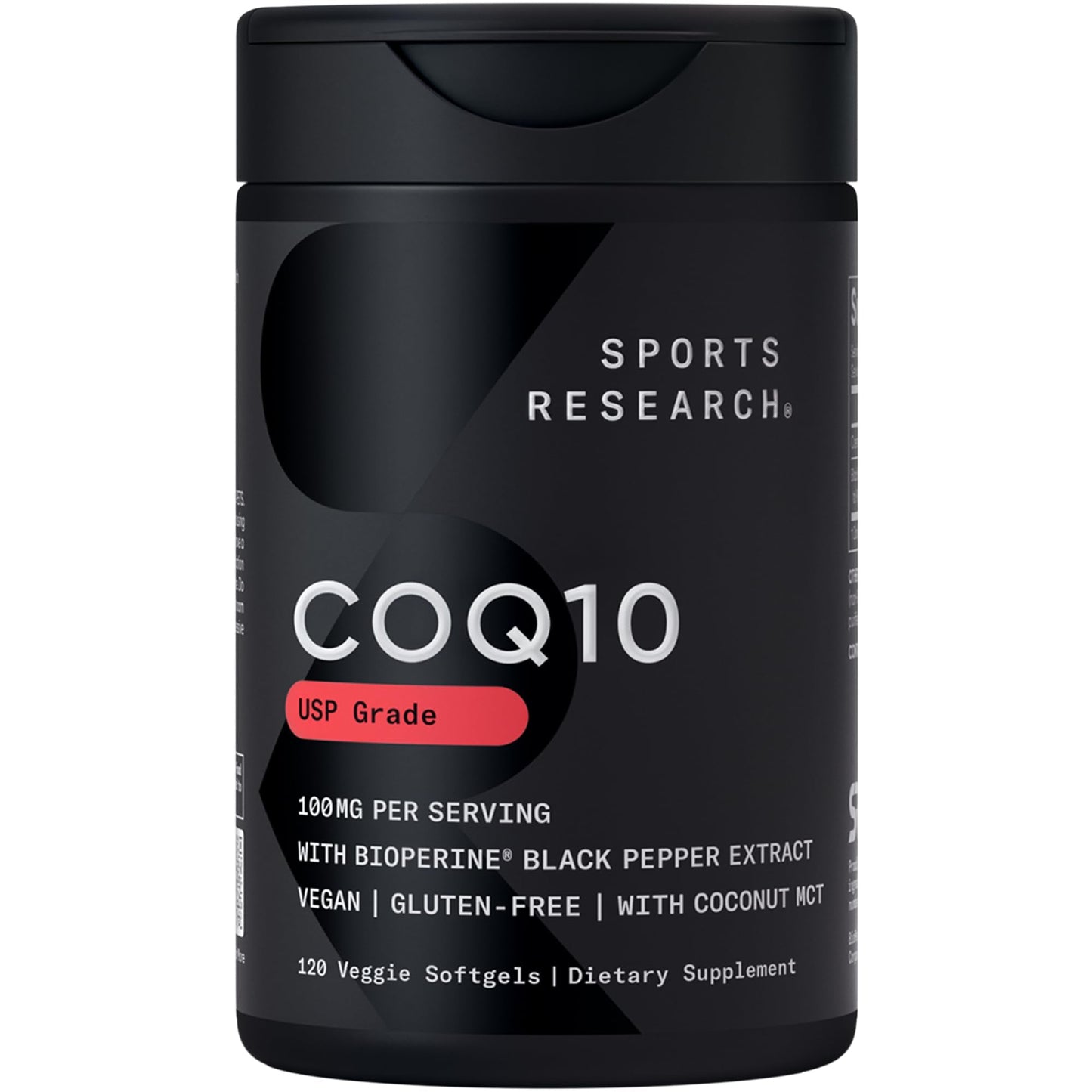 Sports Research CoQ10 (100mg) Enhanced w/Coconut Oil & Bioperine (Black Pepper) for Better Absorption | Vegan Certified, Non-GMO Verified (120 Veggie Softgels) - Maple Wellness Supplements