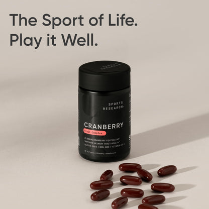 Sports Research® Cranberry Fruit Complex Supplement - Softgels for Urinary Tract Health Support - Made with Pacran®­ & Vitamins C & E - Non-GMO & Gluten Free - 90 Count - Maple Wellness Supplements