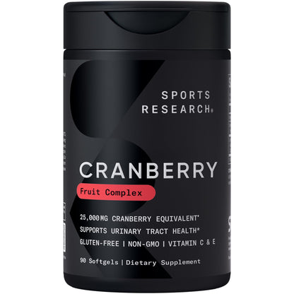 Sports Research® Cranberry Fruit Complex Supplement - Softgels for Urinary Tract Health Support - Made with Pacran®­ & Vitamins C & E - Non-GMO & Gluten Free - 90 Count - Maple Wellness Supplements