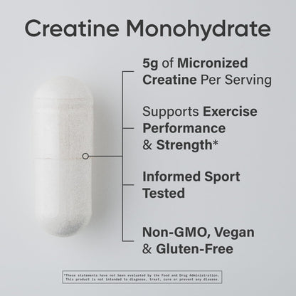 Sports Research® Creatine Monohydrate Capsules - Supports Workout Recovery, Lean Muscle gain, Performance and Strength* - Non-GMO, Vegan Certified - 5g per Servings - 30 Servings - Maple Wellness Supplements