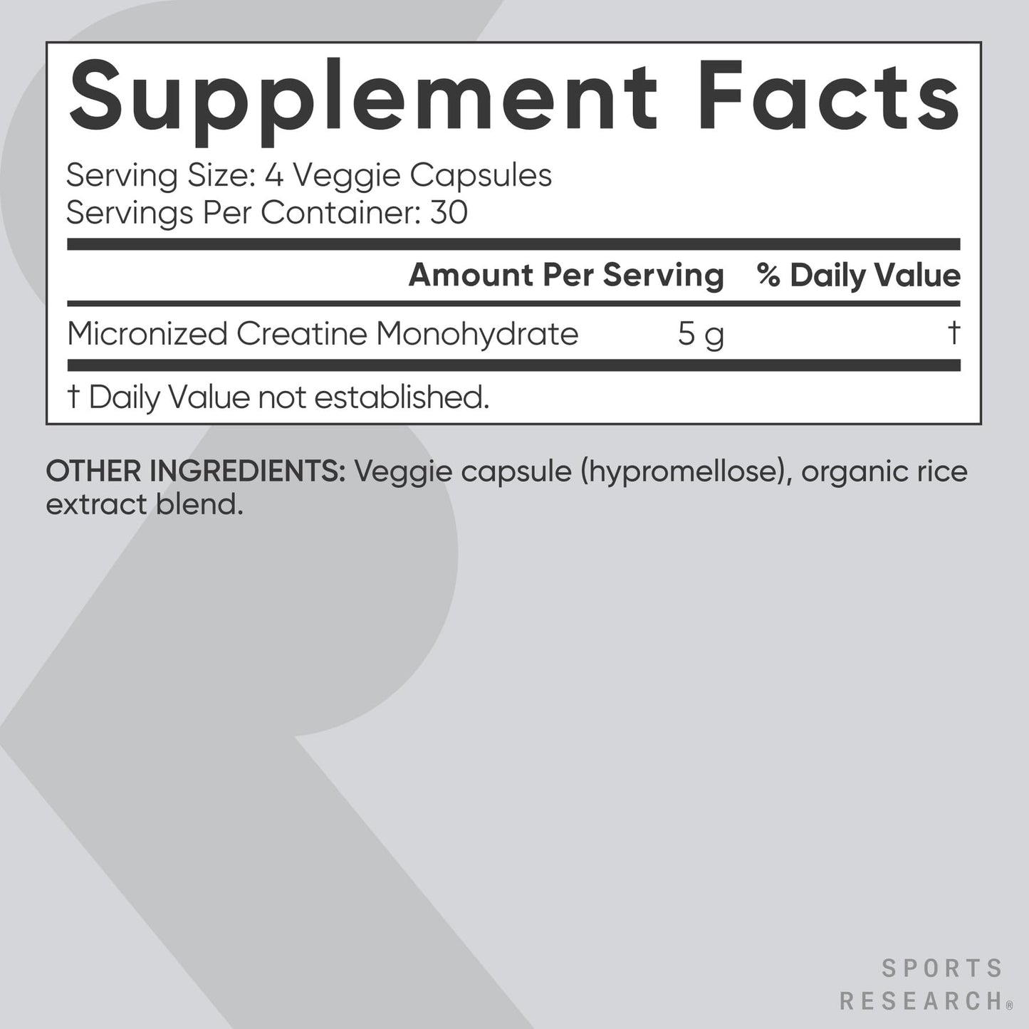 Sports Research® Creatine Monohydrate Capsules - Supports Workout Recovery, Lean Muscle gain, Performance and Strength* - Non-GMO, Vegan Certified - 5g per Servings - 30 Servings - Maple Wellness Supplements