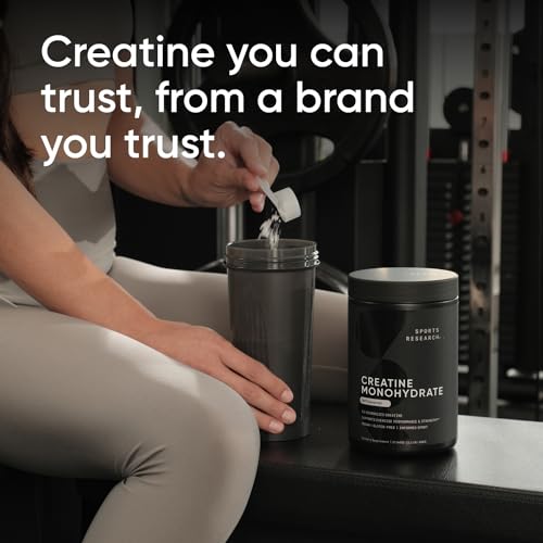 Sports Research Creatine Monohydrate - Gain Lean Muscle, Improve Performance - Maple Wellness Supplements