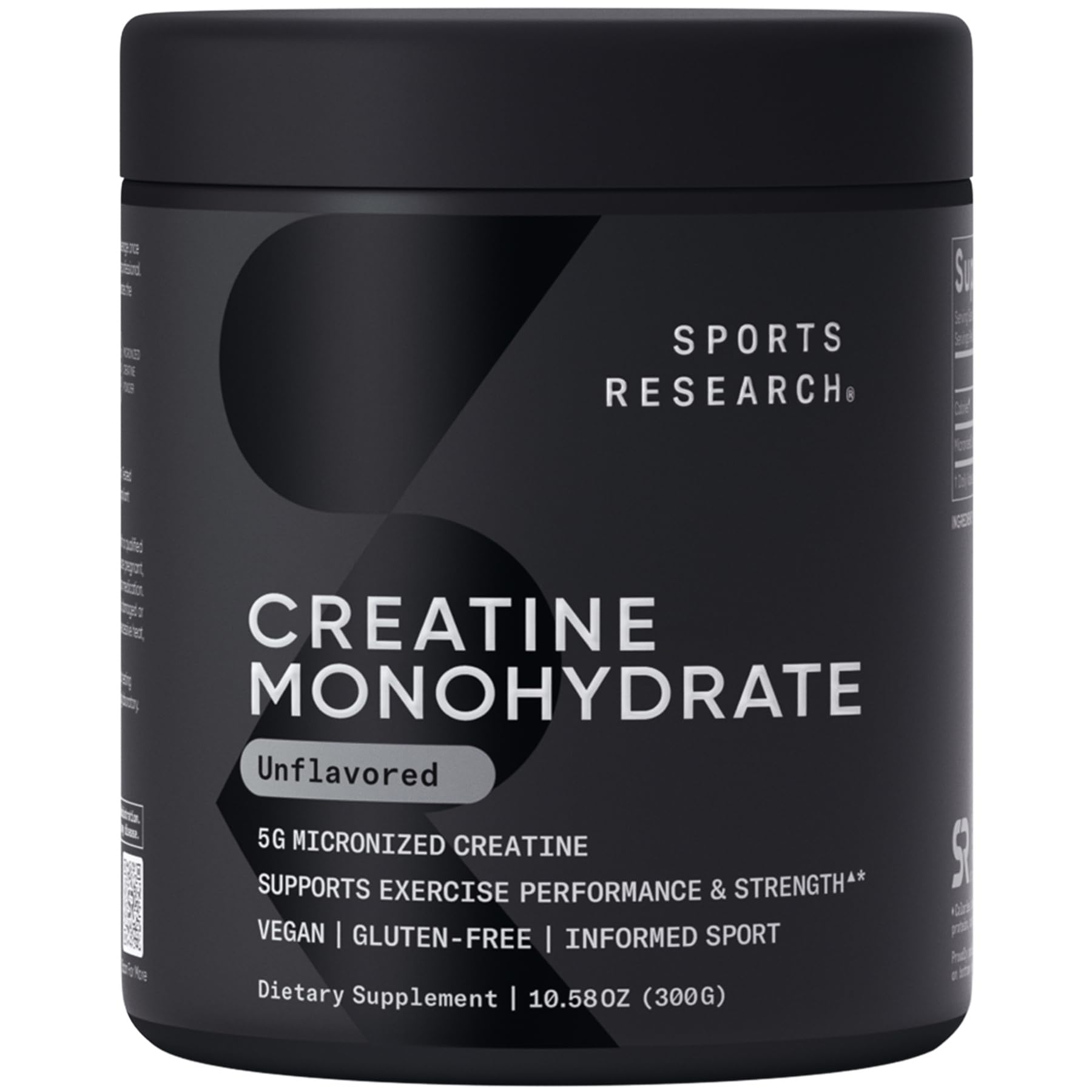 Sports Research Creatine Monohydrate - Gain Lean Muscle, Improve Performance and Strength and Support Workout Recovery - 5 g Micronized Creatine - 10.58 oz - Maple Wellness Supplements