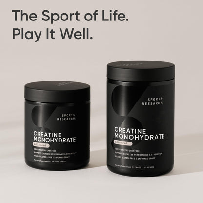 Sports Research Creatine Monohydrate - Gain Lean Muscle, Improve Performance and Strength and Support Workout Recovery - 5 g Micronized Creatine - 10.58 oz - Maple Wellness Supplements