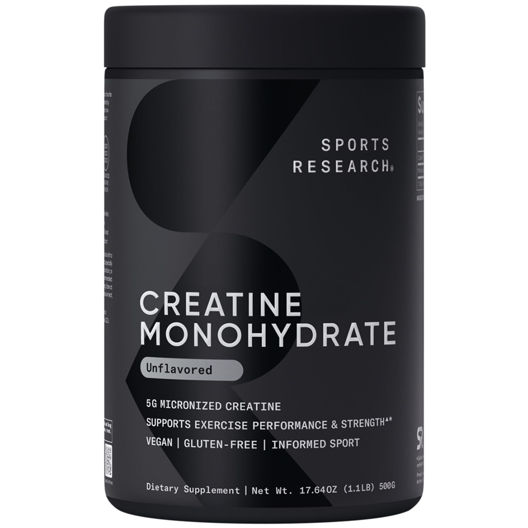 Sports Research Creatine Monohydrate - Gain Lean Muscle, Improve Performance and Strength and Support Workout Recovery* - 5 g Micronized Creatine - 17.64 oz - Maple Wellness Supplements