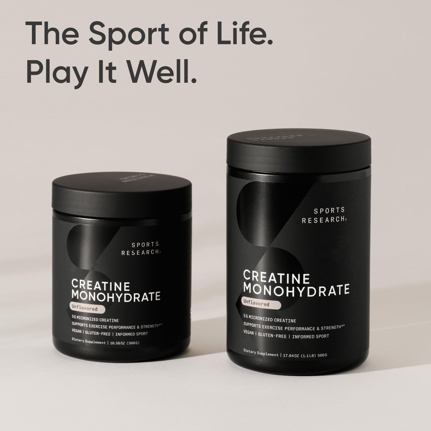 Sports Research Creatine Monohydrate - Gain Lean Muscle, Improve Performance and Strength and Support Workout Recovery* - 5 g Micronized Creatine - 17.64 oz - Maple Wellness Supplements