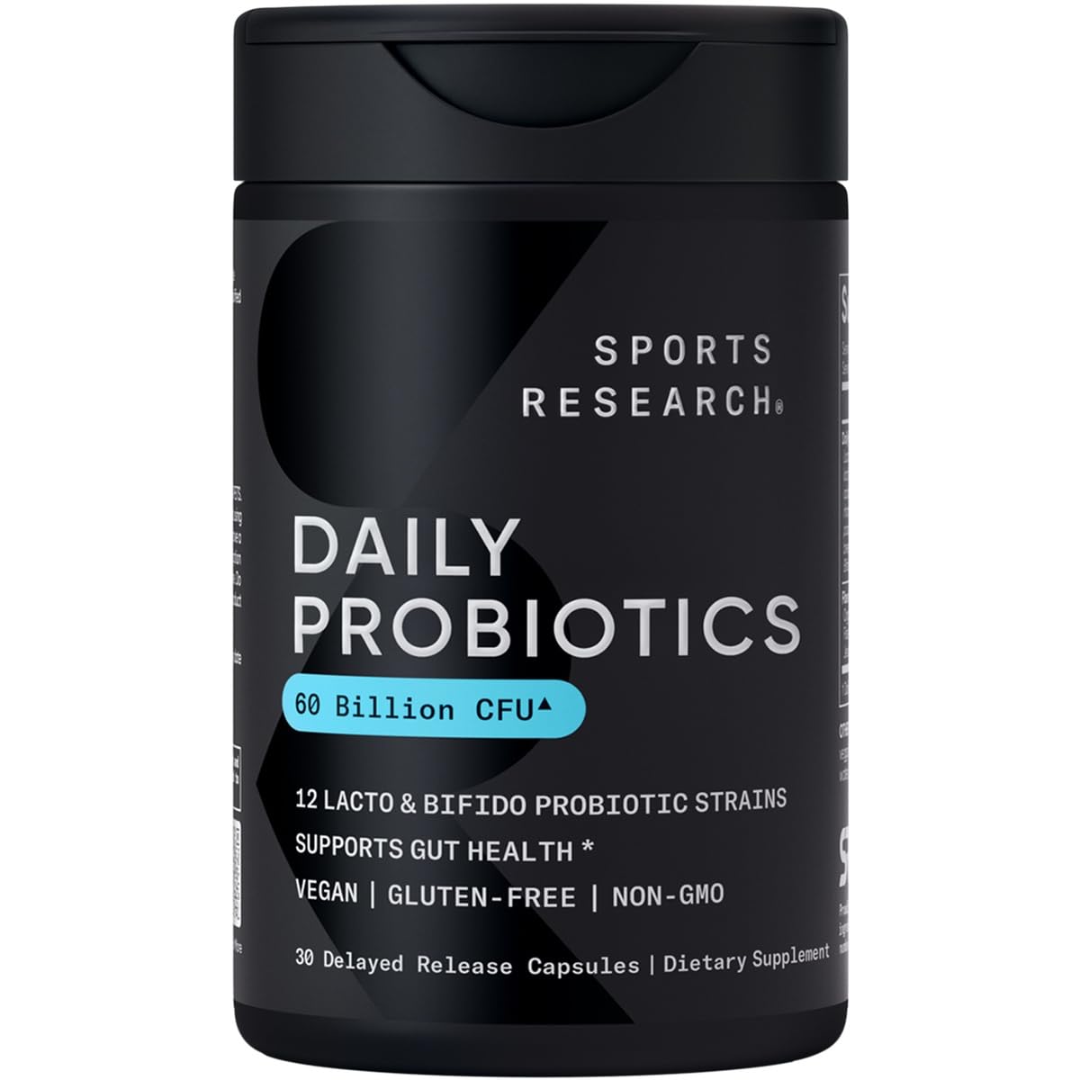 Sports Research Daily Probiotics with Prebiotics, 60 Billion CFU - Vegan Capsules for Gut Health & Digestive Support, Probiotics for Women & Men - Non-GMO Verified & Gluten Free - 30 Count - Maple Wellness Supplements