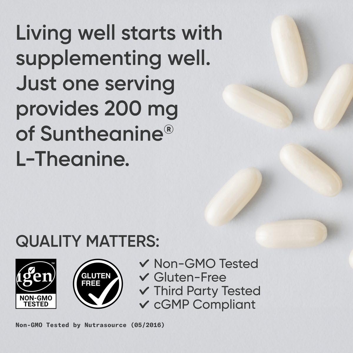 Sports Research Double Strength L-Theanine Supplement - Suntheanine Softgels for Focus, Relaxation & Alertness - Non-Drowsy Support Made with Coconut Oil, Non-GMO & Gluten Free - 200mg, 60 Count - Maple Wellness Supplements