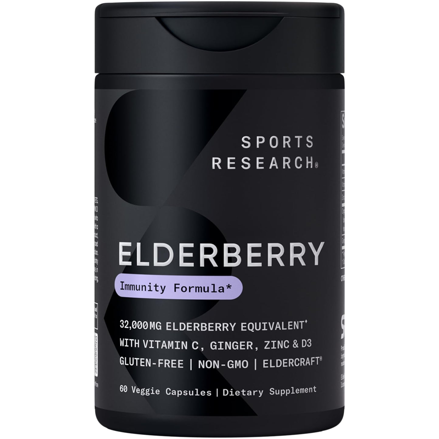 Sports Research® Elderberry Immune Support with Zinc, Ginger, Vitamin C & D3 - Vegan Friendly · Non-GMO · Gluten Free - 60 Veggie Capsules - Maple Wellness Supplements