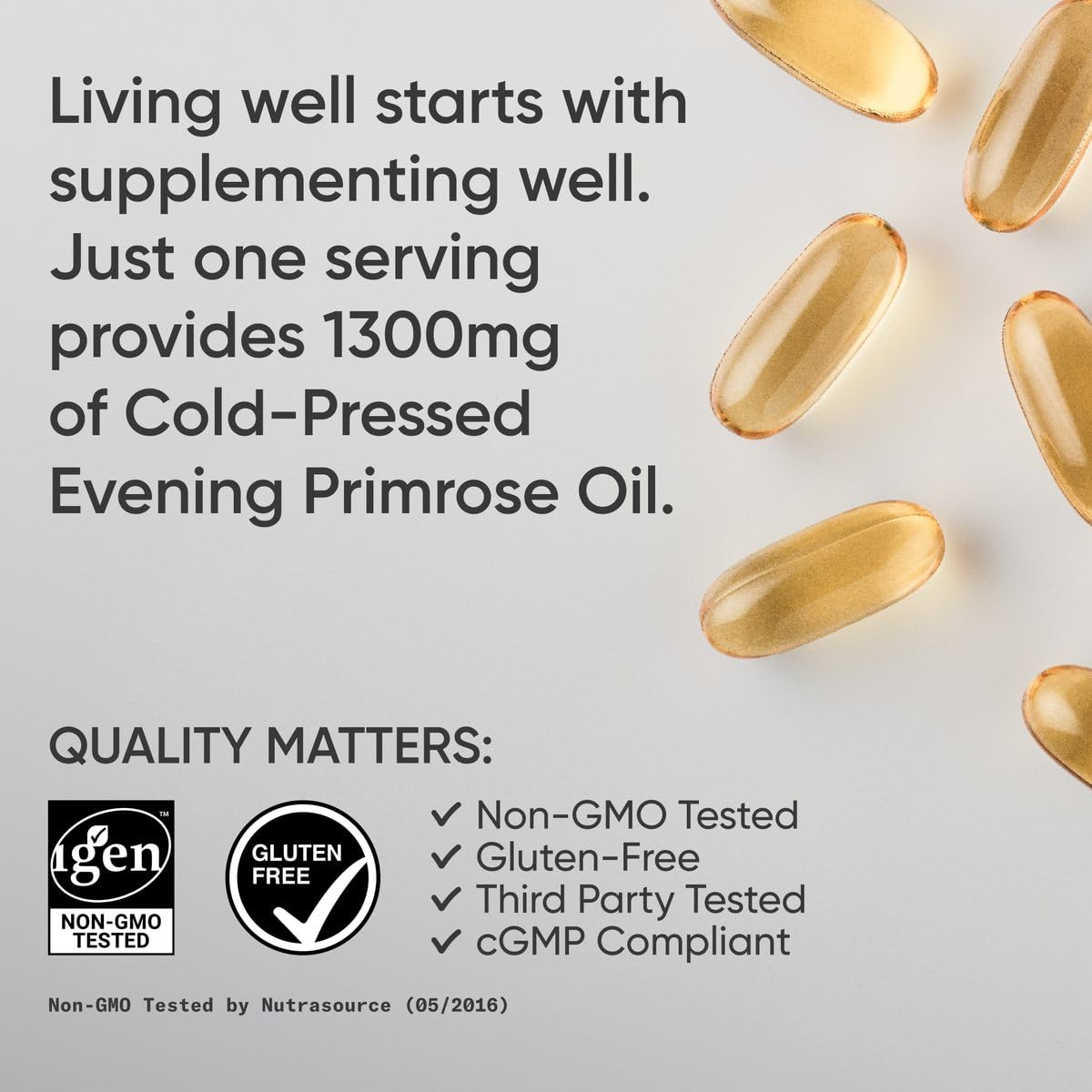Sports Research Evening Primrose Supplement from Cold Pressed Oil - Softgels for Women’s Health & Skin Health - Gluten Free & Non-GMO GLA - High Potency 1300mg, 120 Count - Maple Wellness Supplements