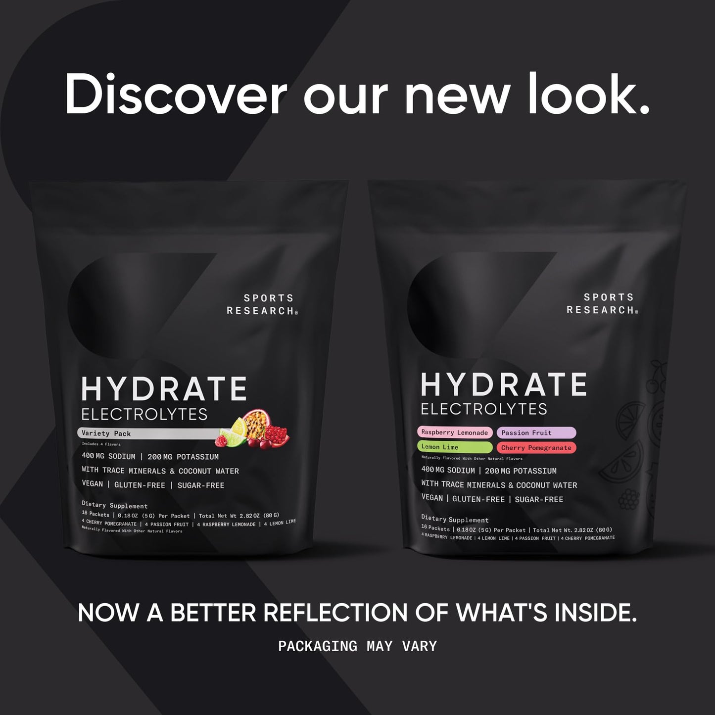 Sports Research® Hydrate Electrolytes Powder Packets - Sugar-Free & Naturally Flavored with Vitamins, Minerals, and Coconut Water - Supports Hydration - 16 Packets - Variety Pack - Maple Wellness Supplements