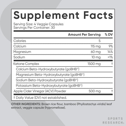 Sports Research® Keto ACV Capsules - Diet Kit System with 500mg of Apple Cider Vinegar - Maple Wellness Supplements