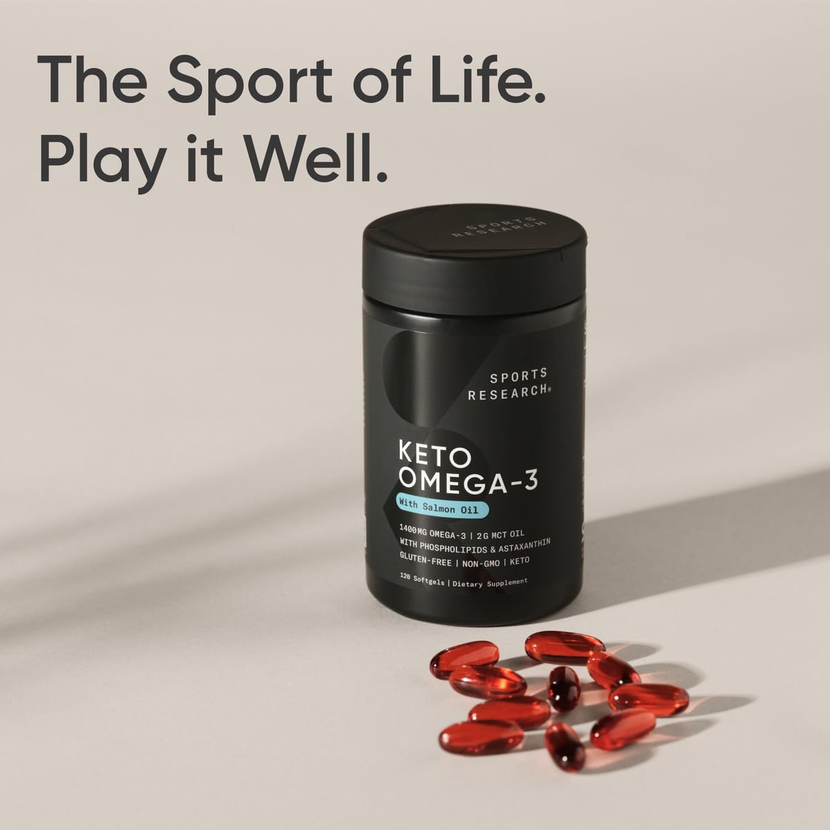 Sports Research Keto Omega Fish Oil with Wild Sockeye Salmon, Antarctic Krill Oil, Astaxanthin & Coconut MCT Oil - 1200mg of EPA & DHA per Serving | Keto Certified & Non-GMO Verified (120 Softgels) - Maple Wellness Supplements