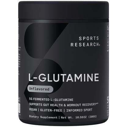 Sports Research L-Glutamine - Workout Recovery, Immune Health & Gut Health Support - 5 G Per Serving - 10.58 Oz - Maple Wellness Supplements