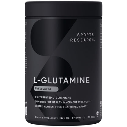 Sports Research L-Glutamine - Workout Recovery, Immune Health & Gut Health Support - 5 G Per Serving - 17.64 Oz - Maple Wellness Supplements