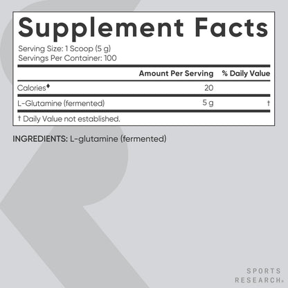 Sports Research L-Glutamine - Workout Recovery, Immune Health & Gut Health Support - 5 G Per Serving - 17.64 Oz - Maple Wellness Supplements
